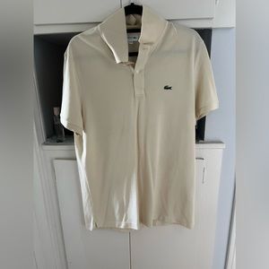 Lacoste slim fit short sleeve polo shirt beige sz XL